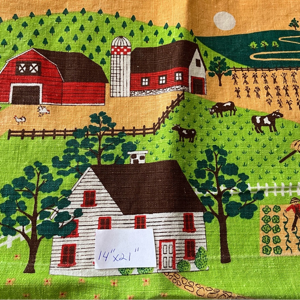 Vintage Calendar Towel Patriotic 1976 Flag Liberty Bills 1984 Folk Art Barn Farm - Picture 9 of 9